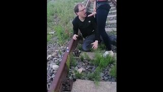 Anal fucking and deep throat for sissy on the train tracks. Full video on my Onlyfans (link in bio)