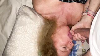 50+ Milf Amateur sucks 30 y.o. Big white cock