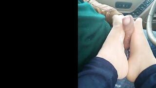 compilation of public cumshots in the car, hand and foot handjobs