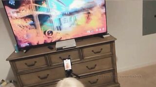 blonde gamergirl girl gets fucked while playing COD!