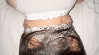 Asian girl with amazing ass gets fucked in Calvin Klein underwear