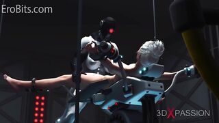 Humanoid Futa Robot fucks Busty Blonde. 3D Futanari Animation