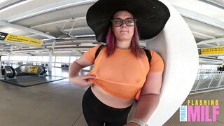 Sheer top and Flashing my Tits in Vegas - Public Flashing MILF