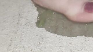 Smashing juicy grapes under my big toes close up under and side pov