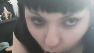 Naughty girl Malice suck Grimm Cock with black lipstick