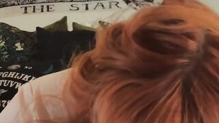 Ginger Slut Pretends to Suck and Gag on Your Large Cock