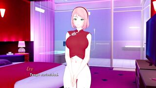 Undressing the beautiful Sakura Haruno - Isekai Brothel