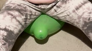 Small green balloon but it took all my 19 stone