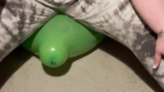 Small green balloon but it took all my 19 stone