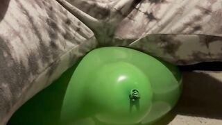 Small green balloon but it took all my 19 stone