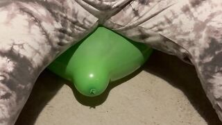 Small green balloon but it took all my 19 stone