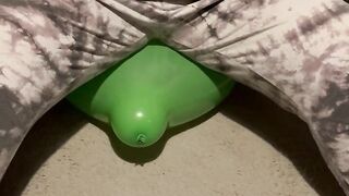 Small green balloon but it took all my 19 stone