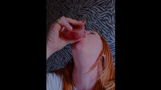 Messy Deepthroating Redhead