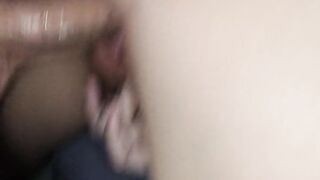 Giant cumshot over tiny petite teen ass after amazing fuck session