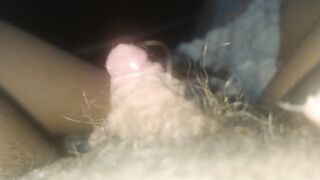 Extreme close up on my huge clit head pulsating