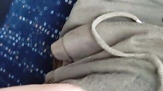 Handjob blowjob and squirting on feet on the bus