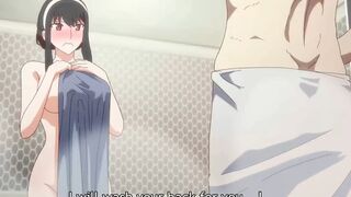 Busty Naked Step Sister Wants To Wash The Back of Stepbro - HENTAI X Family (UNCENSORED)