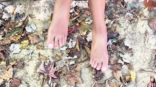 Step-mommy Shows off Her Feet While Outdoors