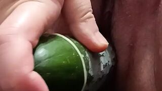 Masturbation alone with a cucumber