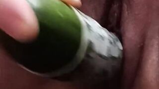 Masturbation alone with a cucumber