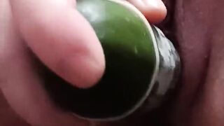 Masturbation alone with a cucumber