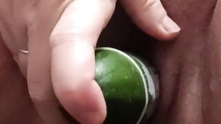 Masturbation alone with a cucumber