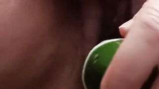 Masturbation alone with a cucumber