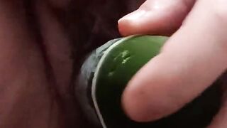 Masturbation alone with a cucumber