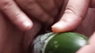 Masturbation alone with a cucumber