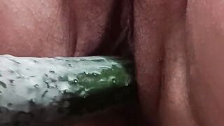 Masturbation alone with a cucumber