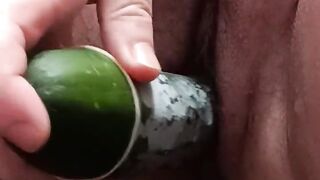 Masturbation alone with a cucumber