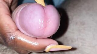 NAIL MASSAGE Ebony Girlfriend gives me handjob with beautiful nails *Close up