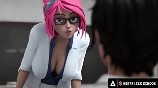 HENTAI SEX SCHOOL - Horny Stacked Principal MILF Gets Fucked Doggystyle In Front Of The Class