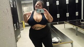 Slutty BBW In The Gym Bathroom